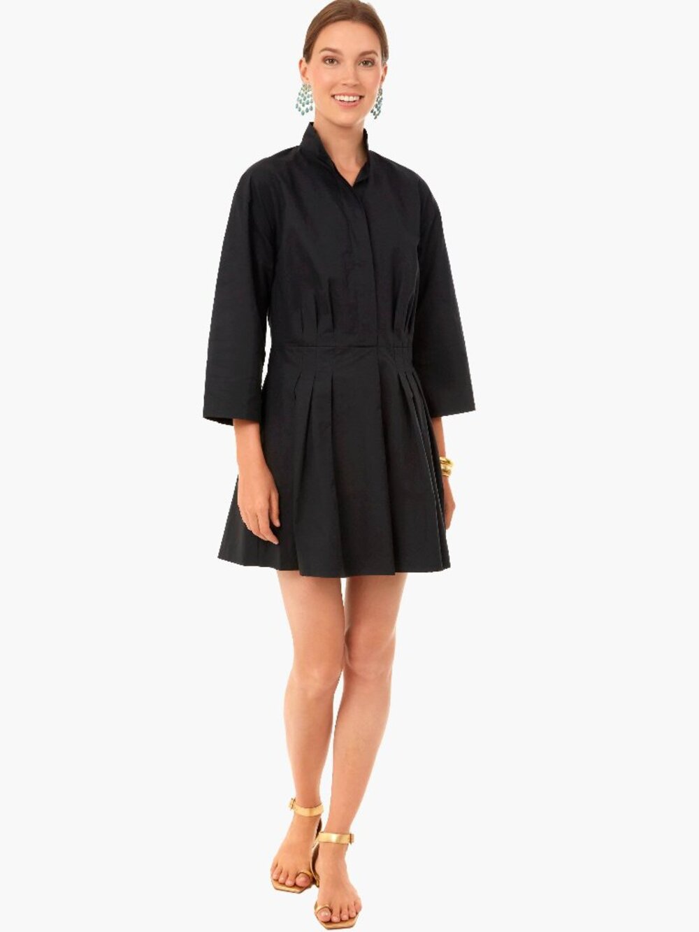 Vince Fitted Band Collar Black Mini Dress XS